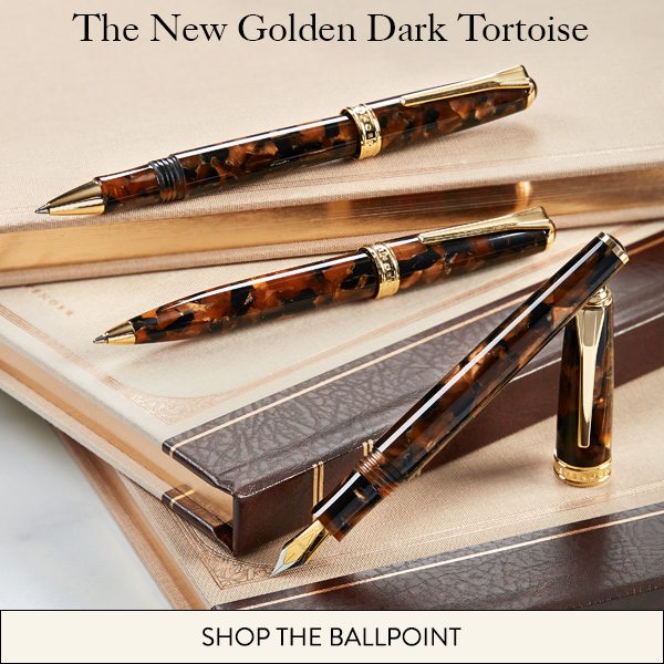 True Writer Classic Golden Dark Tortoise Ballpoint Pen