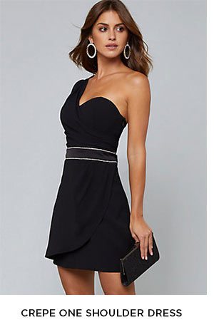 CREPE ONE SHOULDER DRESS