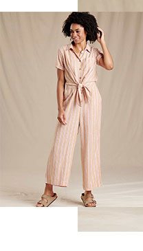 Taj Hemp Jumpsuit - Sunset Stipe