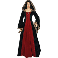 Fur Trimmed Medieval Dress with Hood