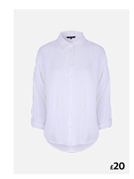 Womens White Double Cotton Long Sleeve Shirt