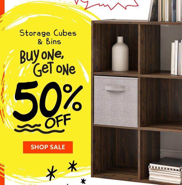 Storage cubes & bins buy one, get one 50% off