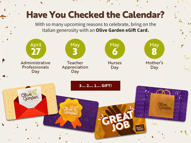 eGift Cards - Upcoming Reasons To Celebrate