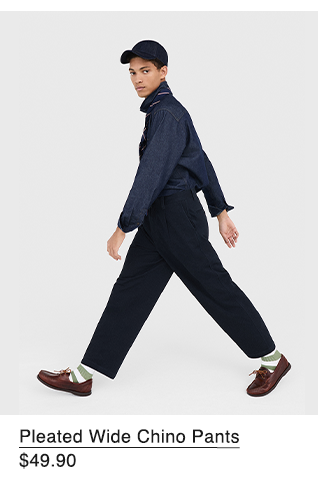 PDP9 - MEN PLEATED WIDE CHINO PANTS