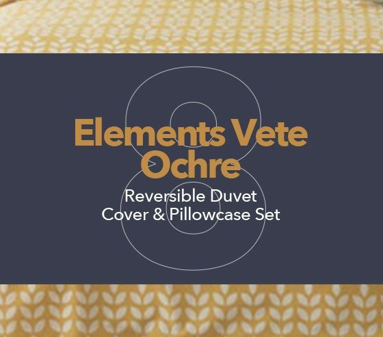 Elements Vete Ochre Reversible Duvet Cover and Pillowcase Set