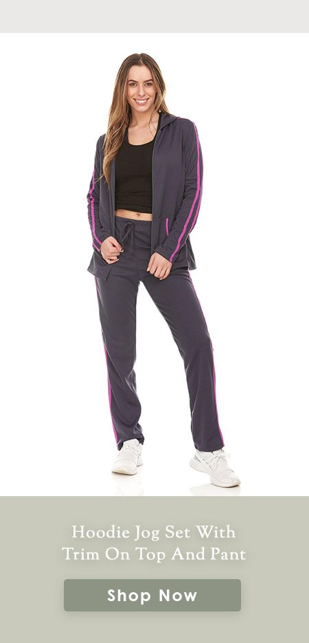 Hoodie Jog Set With Trim On Top And Pant 