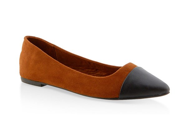 Faux Leather Pointed Toe Flats