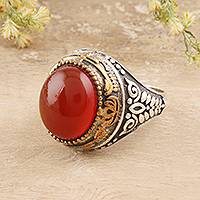 Red-Orange Onyx Domed Ring