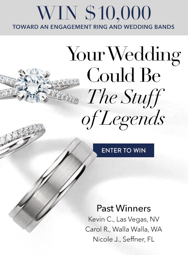 Enter to Win $10,000 Toward An Engagement Ring And Wedding Bands