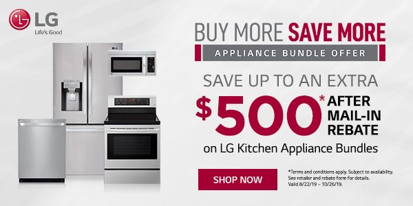 Save up to $500 on LG appliances