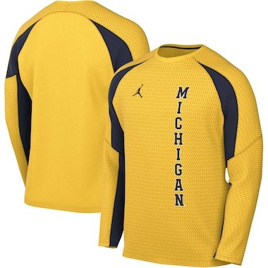 Men's Jordan Brand Maize Michigan Wolverines Basketball Shooting Raglan Long Sleeve T-Shirt