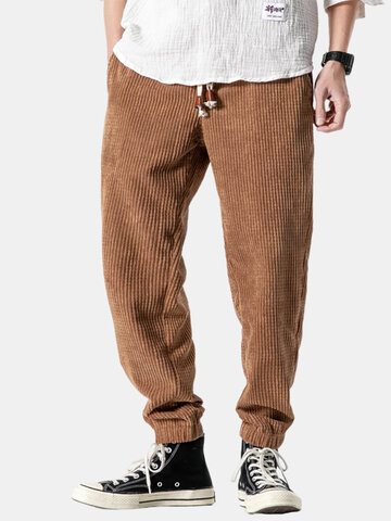 Corduroy Design Cotton Solid Harem Pants