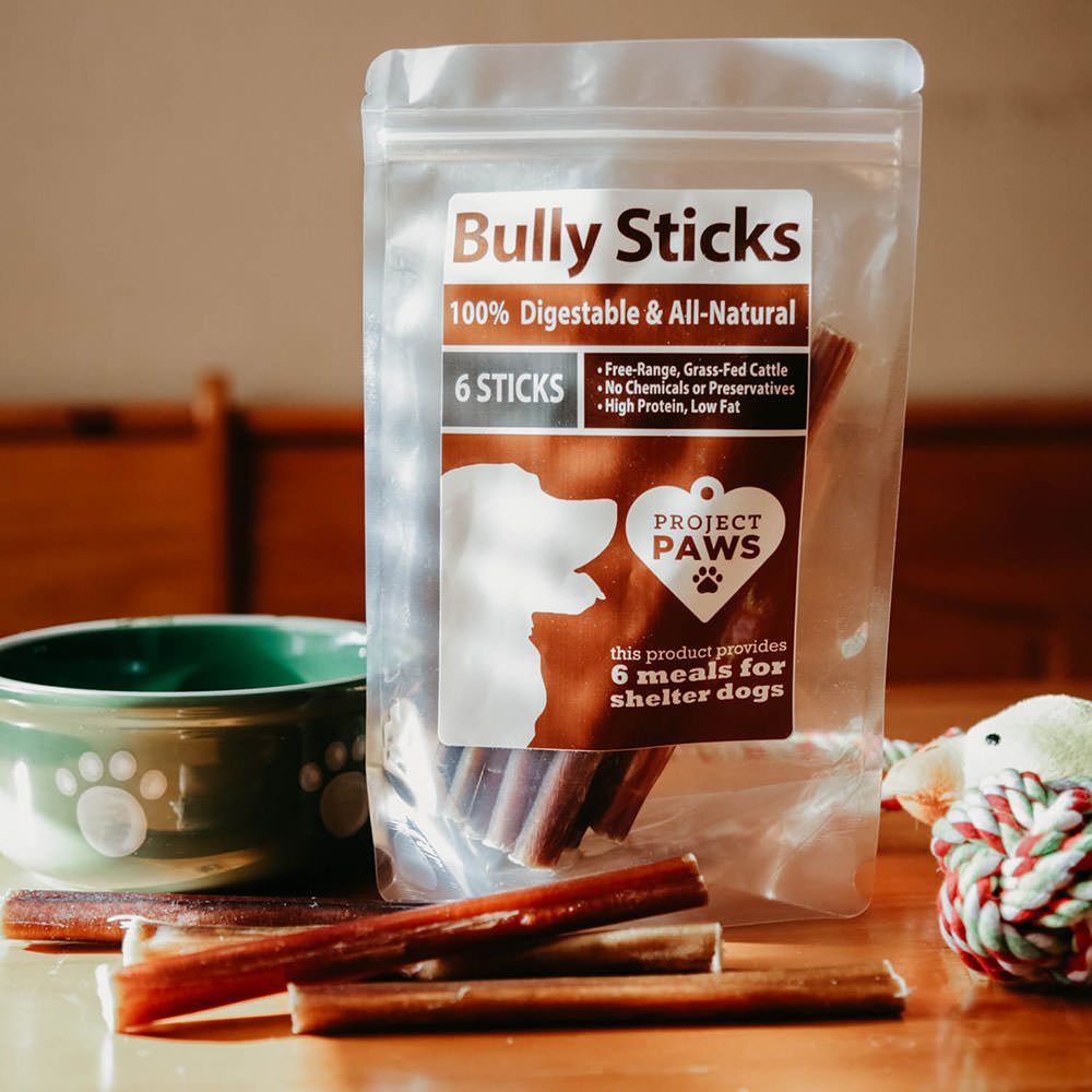 Image of All-Natural Free-Range & Grass-Fed Bully Sticks: Every Stick Gives a Meal to a Shelter Dog (6 pack)