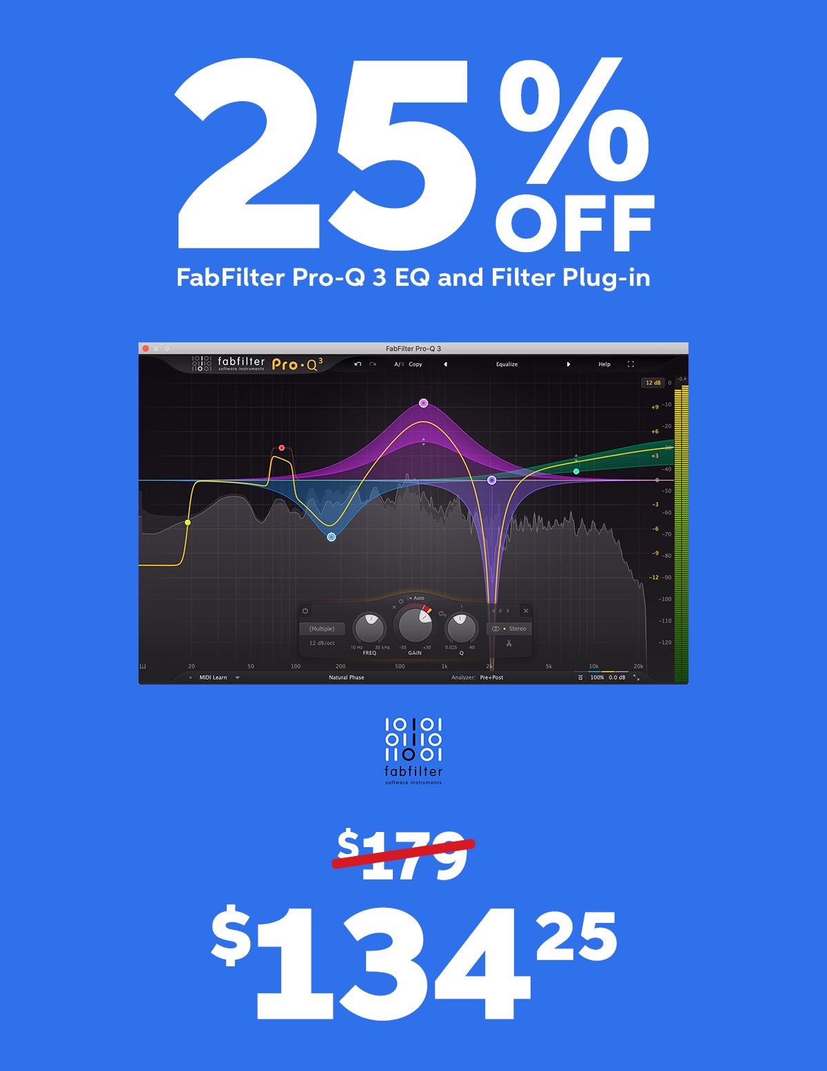 25% Off FabFilter Pro-Q 3 EQ and Filter Plug-in — Now $134.25