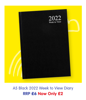 A5 Black 2022 Week to View Diary