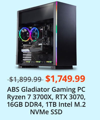 ABS Gladiator Gaming PC - Ryzen 7 3700X - GeForce RTX 3070 - 16GB DDR4 3000MHz - 1TB Intel M.2 NVMe SSD