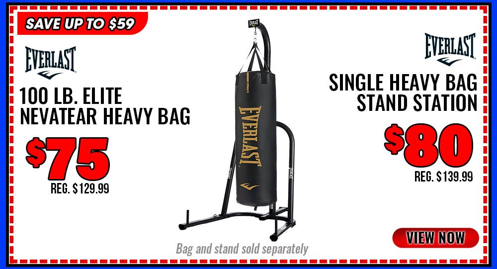 ''Everlast 100 lb. Elite Nevatear Heavy Bag $75 Single Heavy Bag Stand Station $80''