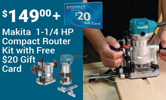 Makita 1-1/4 HP Compact Router Kit with Free $20 Gift Card. 