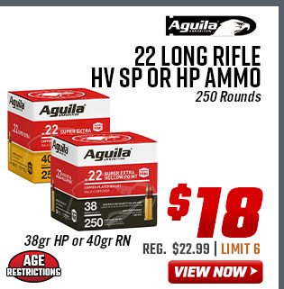 Aguila 22 Long Rifle HV SP or HP Ammo