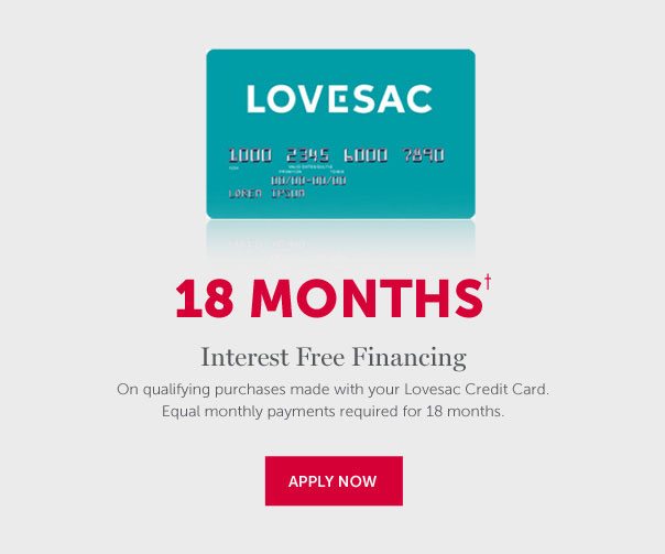 18-MONTHS Interest-Free Financing | On qualifying purchases made with your Lovesac Credit Card. Equal monthly payments required for 18 months. | APPLY NOW >>