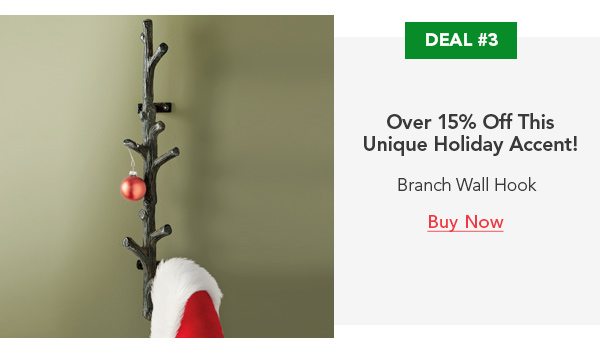 Deal #3 Over 15% Off This Unique Holiday Accent! Branch Wall Hook Buy Now