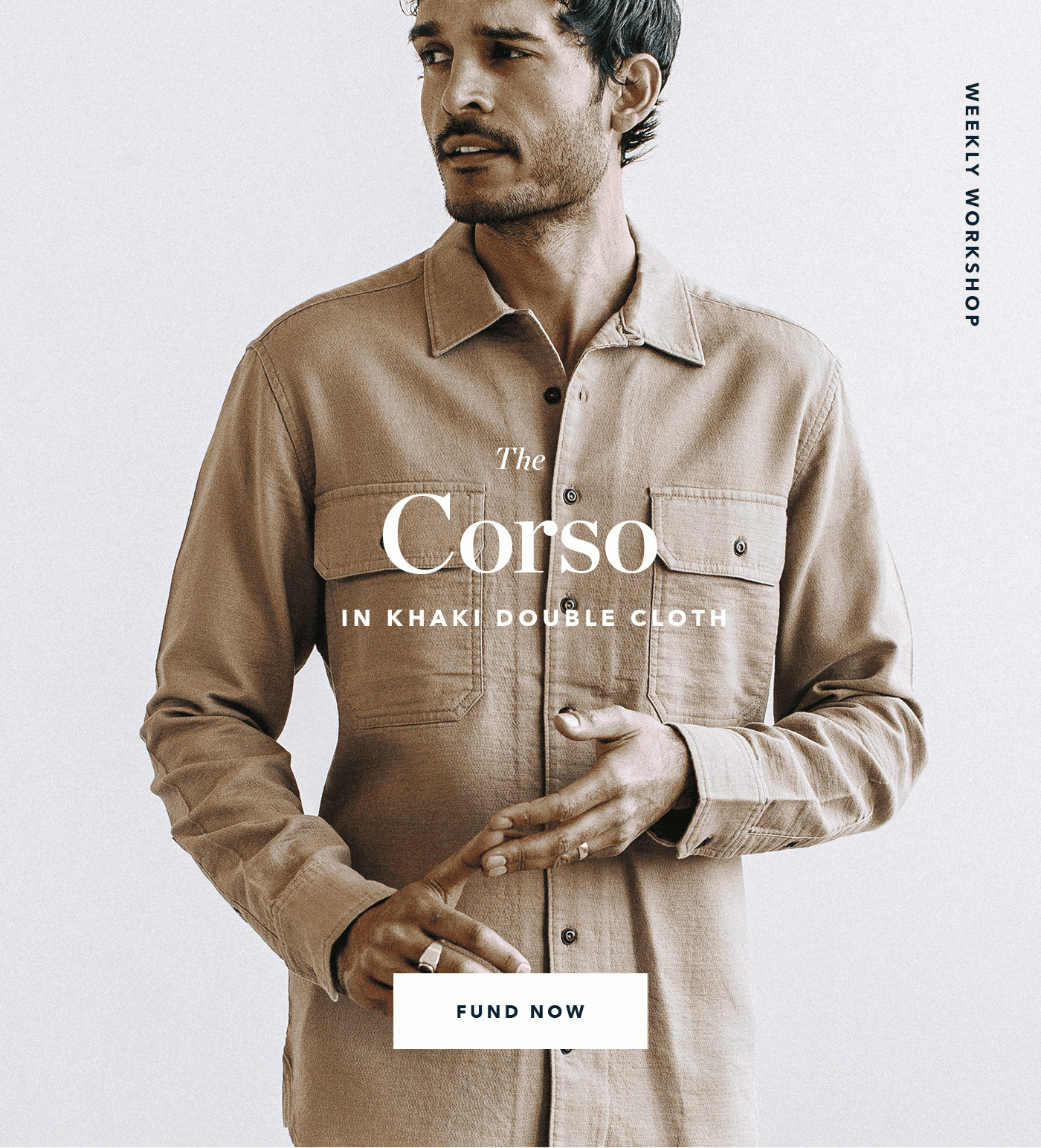 The Corso in Khaki, Walnut, and Natural Double Cloth — Fund Now