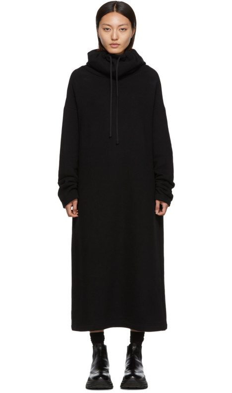 Regulation Yohji Yamamoto - Black Slit Hoodie Dress