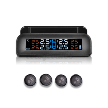 C-260 Car Tire Pressure Monitoring System Solar Real-time Tester LCD Screen 4 Sensors ABS
