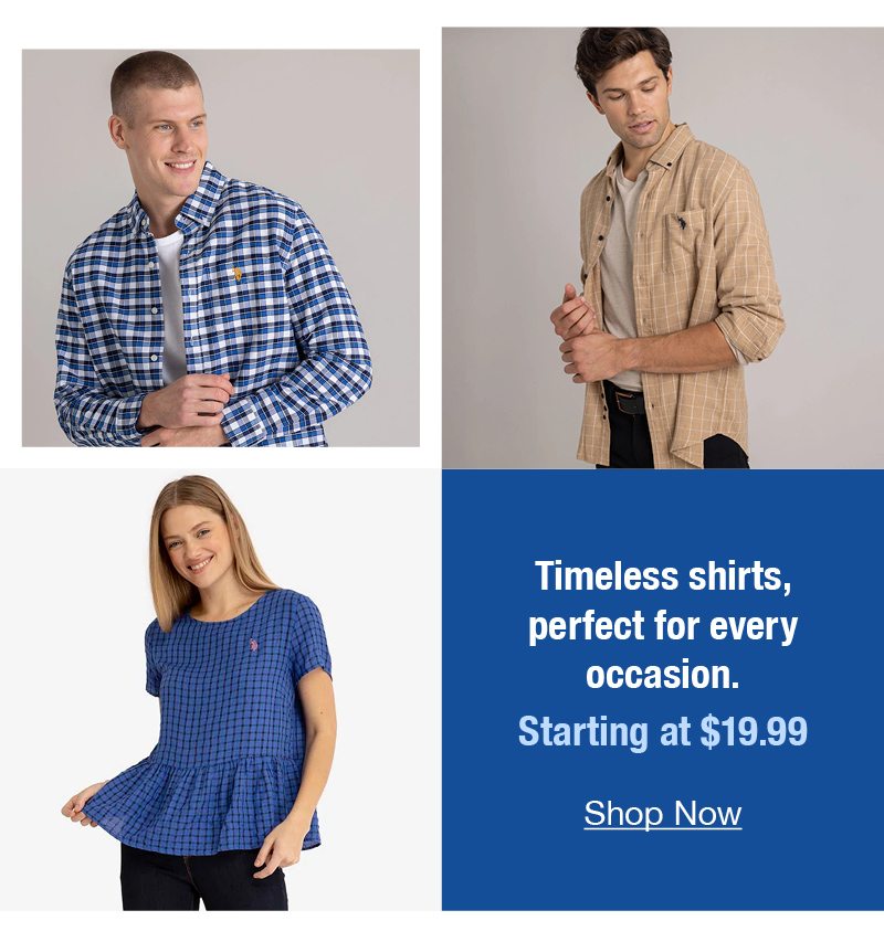 Timeless shirts, perfect for every occasion. Starting at $19.99 Shop now