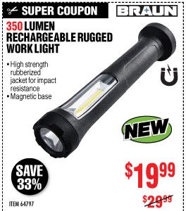 braun 350 lumen rechargeable rugged work light