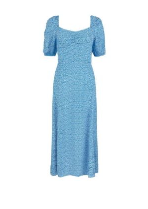 Freddy ditsy floral midi dress in sustainable viscose blue