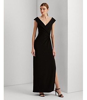 Lauren Ralph Lauren V-Neck Column Gown