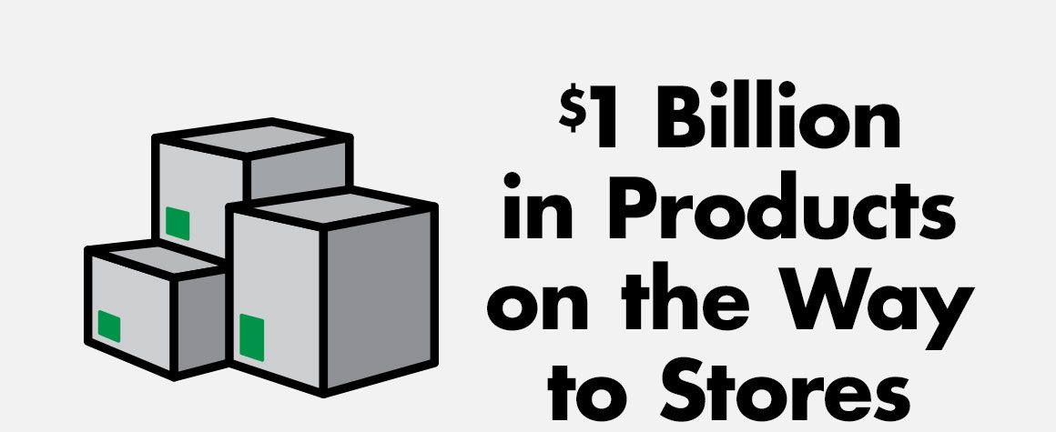 $1 Billion in Products on the Way to Stores