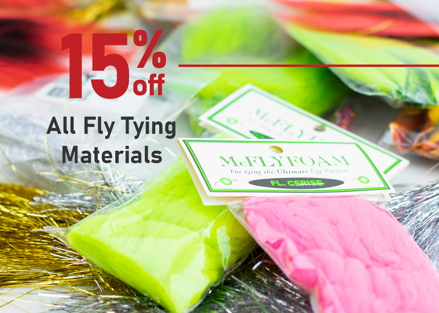 Save 15% on Fly Fishing Fly Tying Materials