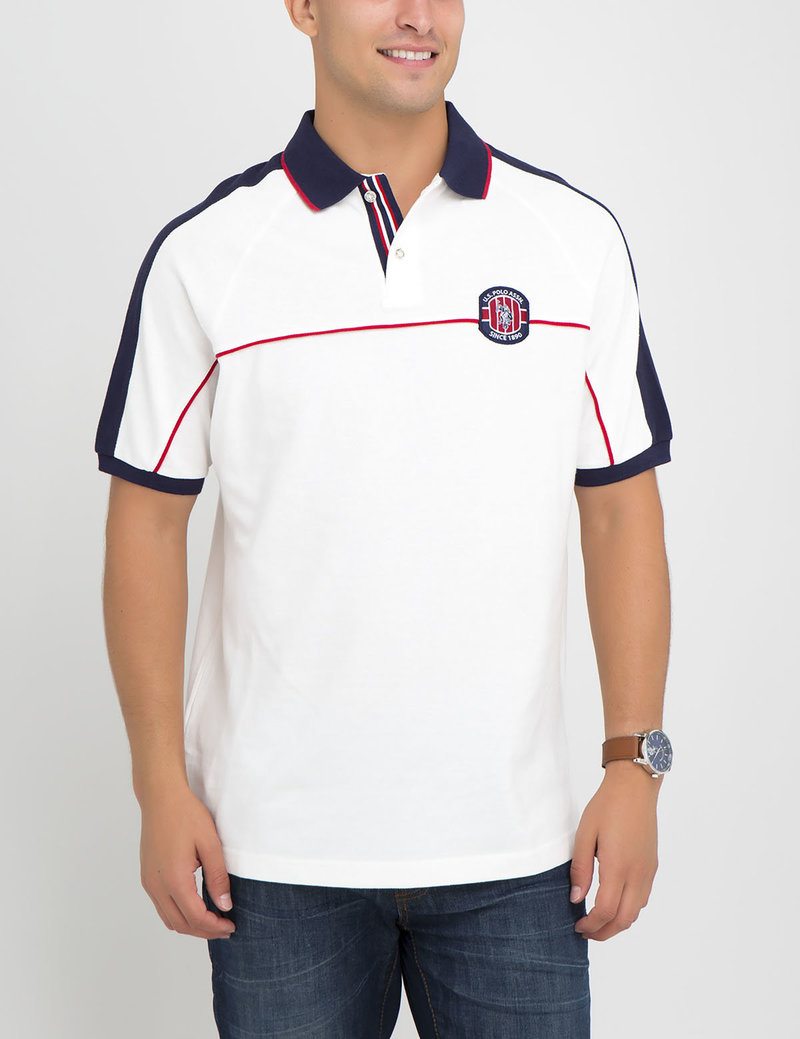 PATCHED COLOR BLOCK POLO SHIRT