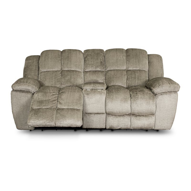 Elton Dove Gray Power Reclining Love Seat with Console