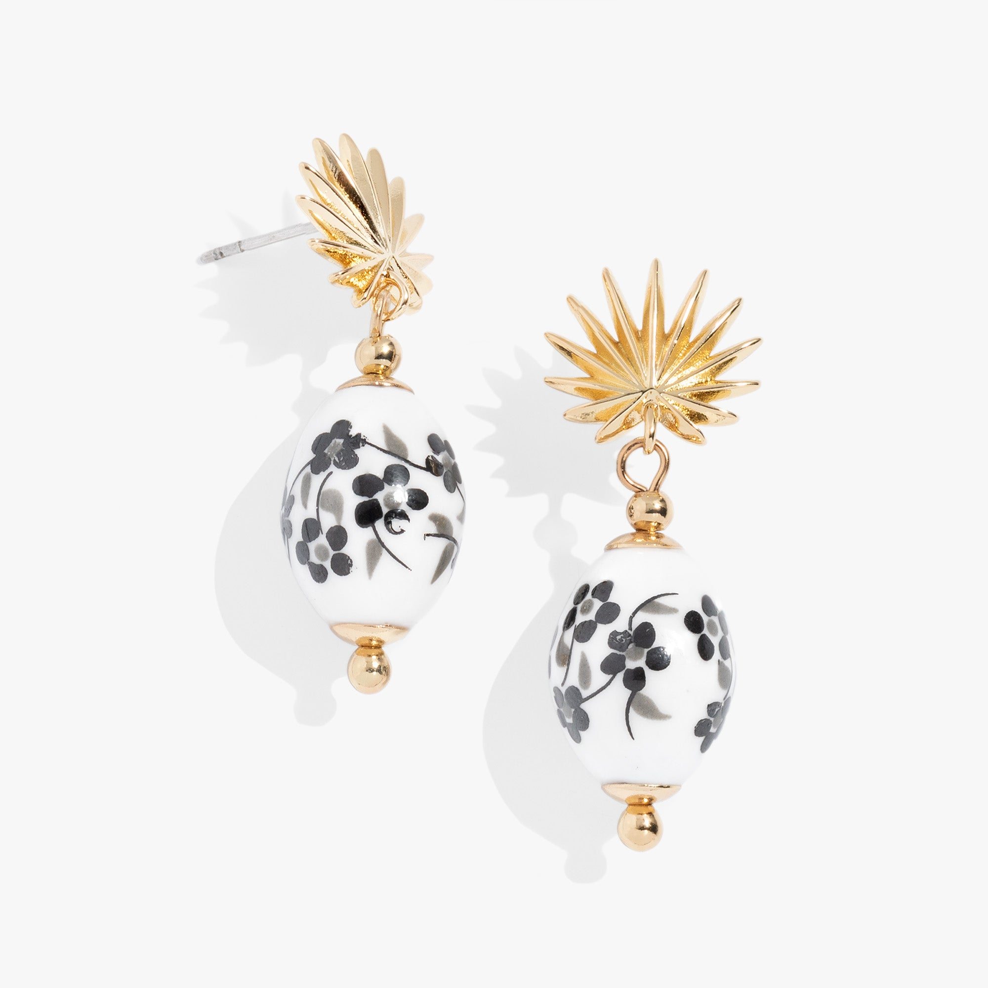 Image of Toile and Palm Drop Earrings