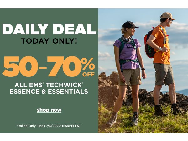 Daily Deal: 50-70% OFF All EMS Techwick Essence & Essentials - Online Only - Click to Shop