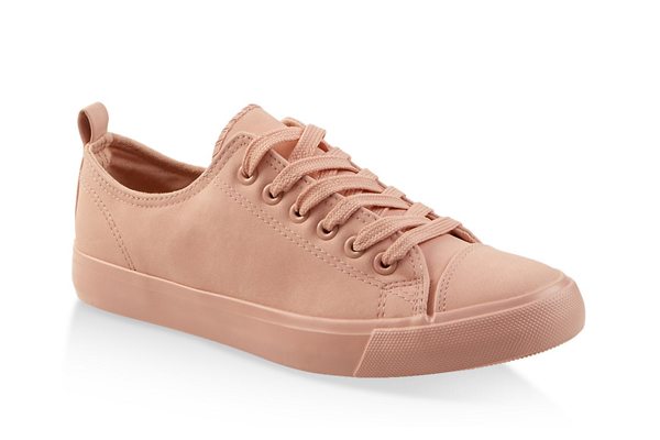 Faux Leather Lace Up Tennis Sneakers