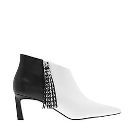 HOUNDSTOOTH PRINTED TASSEL HEELED ANKLE BOOTS