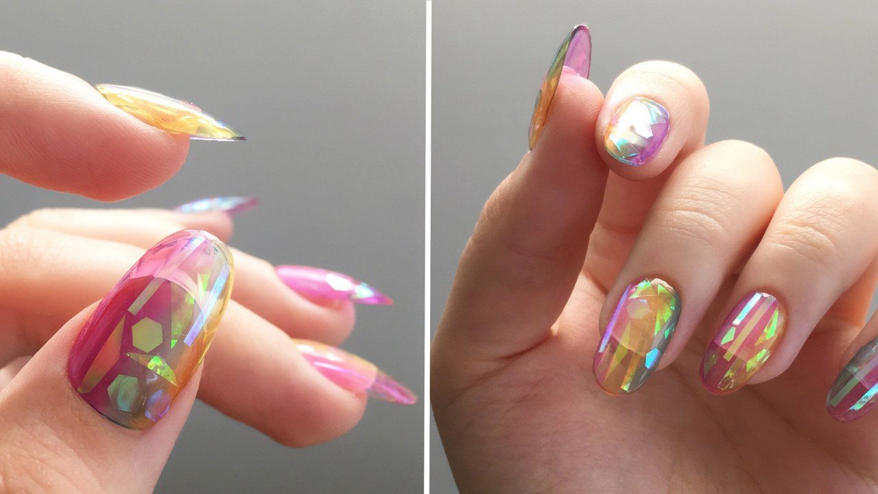 holographic glass nails