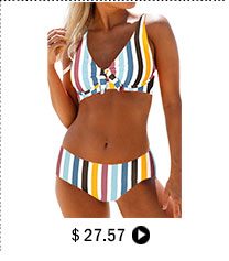 Underwire Mid Waist Multi Stripe Bikini Set