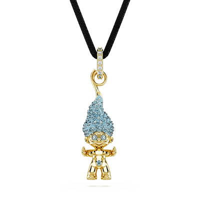Good Luck Trolls pendant, Troll, Blue, Gold-tone plated
