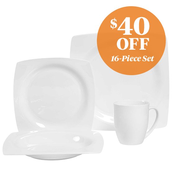 Dario 16-Piece Bone China Dinnerware Set in White | Shop Now