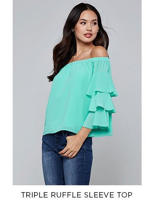 Triple Ruffle Sleeve Top