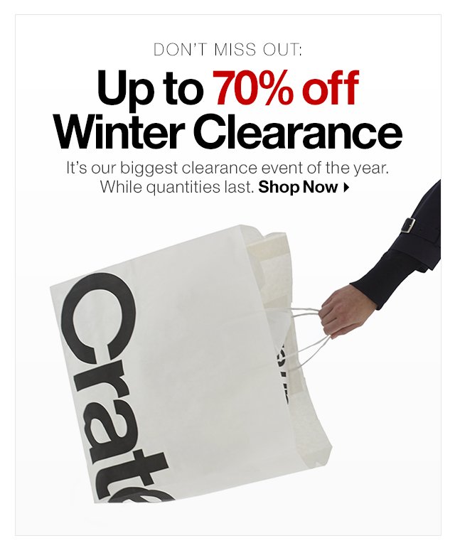 Up to 70% off Winter Clearance