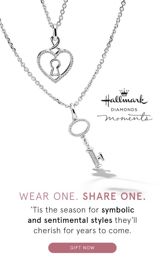 Hallmark Heart Key Diamond Necklace Boxed Set