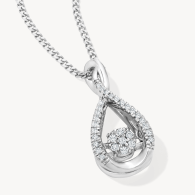 Unstoppable Love Diamond Necklace 1/10 ct tw Round-Cut Sterling Silver 19