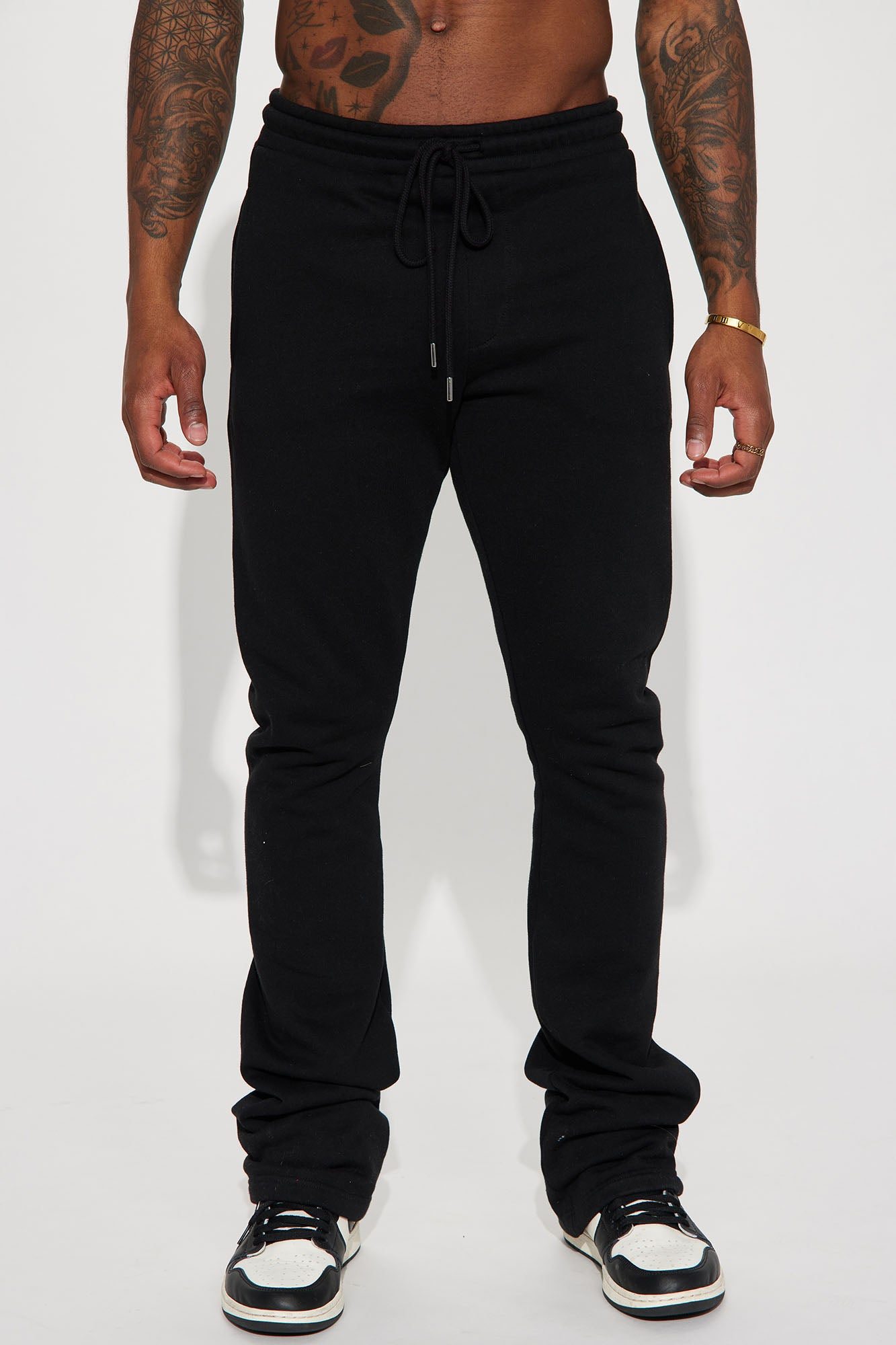 Image of Tyson Skinny Stacked Flare Sweatpant - Black