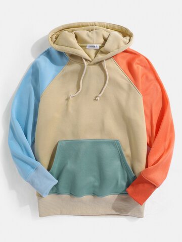 Colorblock Patchwork Streetwear Kangaroo Pockets Hoodies